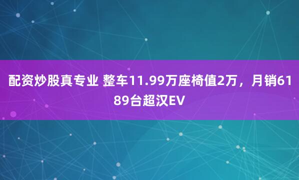 配资炒股真专业 整车11.99万座椅值2万,月销6189台超汉EV